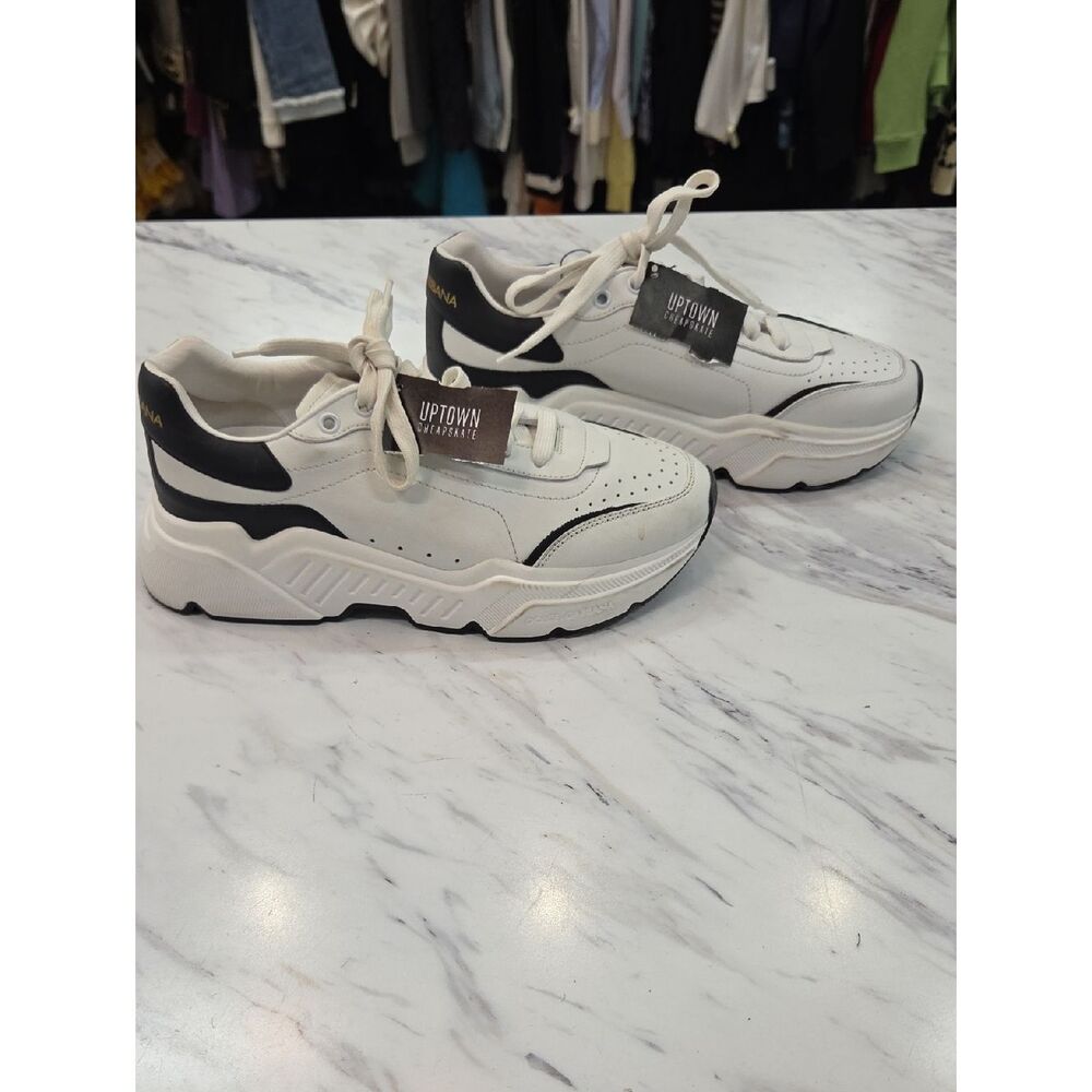 Dolce & Gabbana White and Black Platform Sneakers - Picture 1 of 16